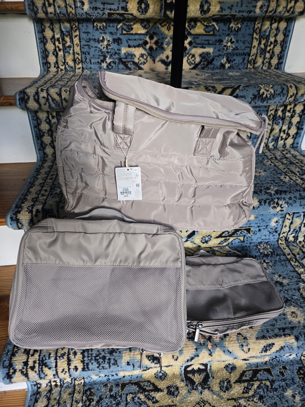 Primark Light Taupe Travel Duffel Bag with Packing Organizers